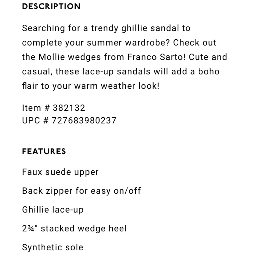 Franco Sarto Mollie Vegan Leather Wedge Sandals - Picture 8 of 8